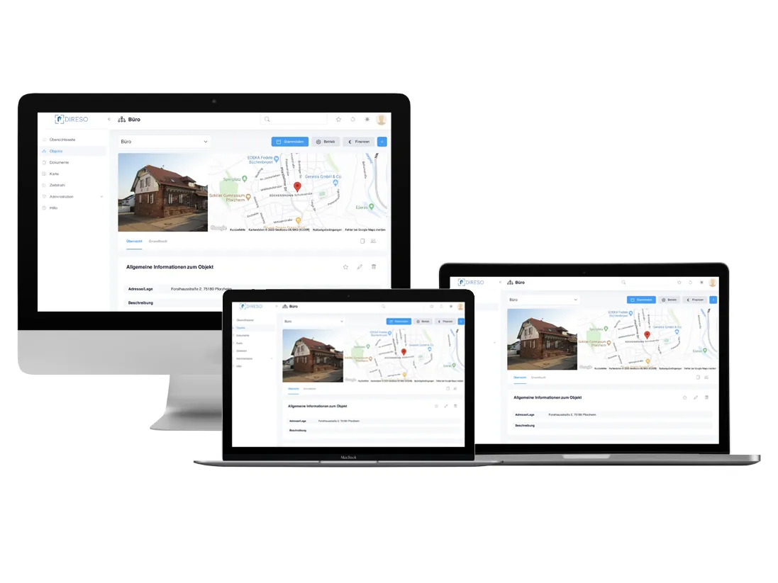 DIRESO Plattform auf Monitor, Laptop und Tablet