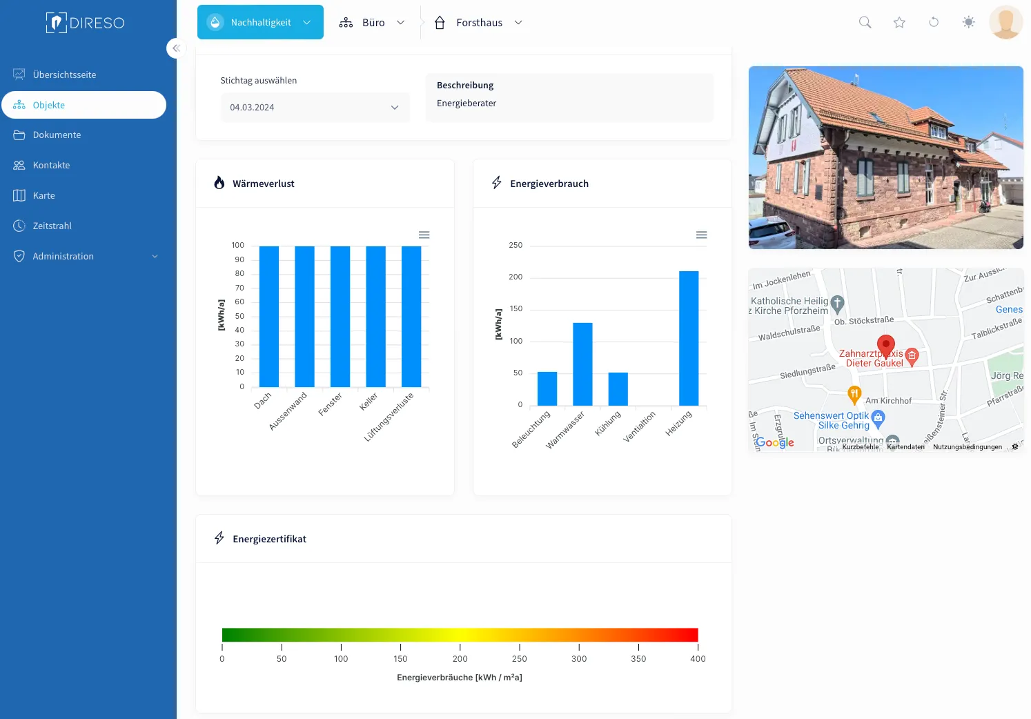 Auswertungen zu Wärme- und Energieverbrauch in der DIRESO Plattform